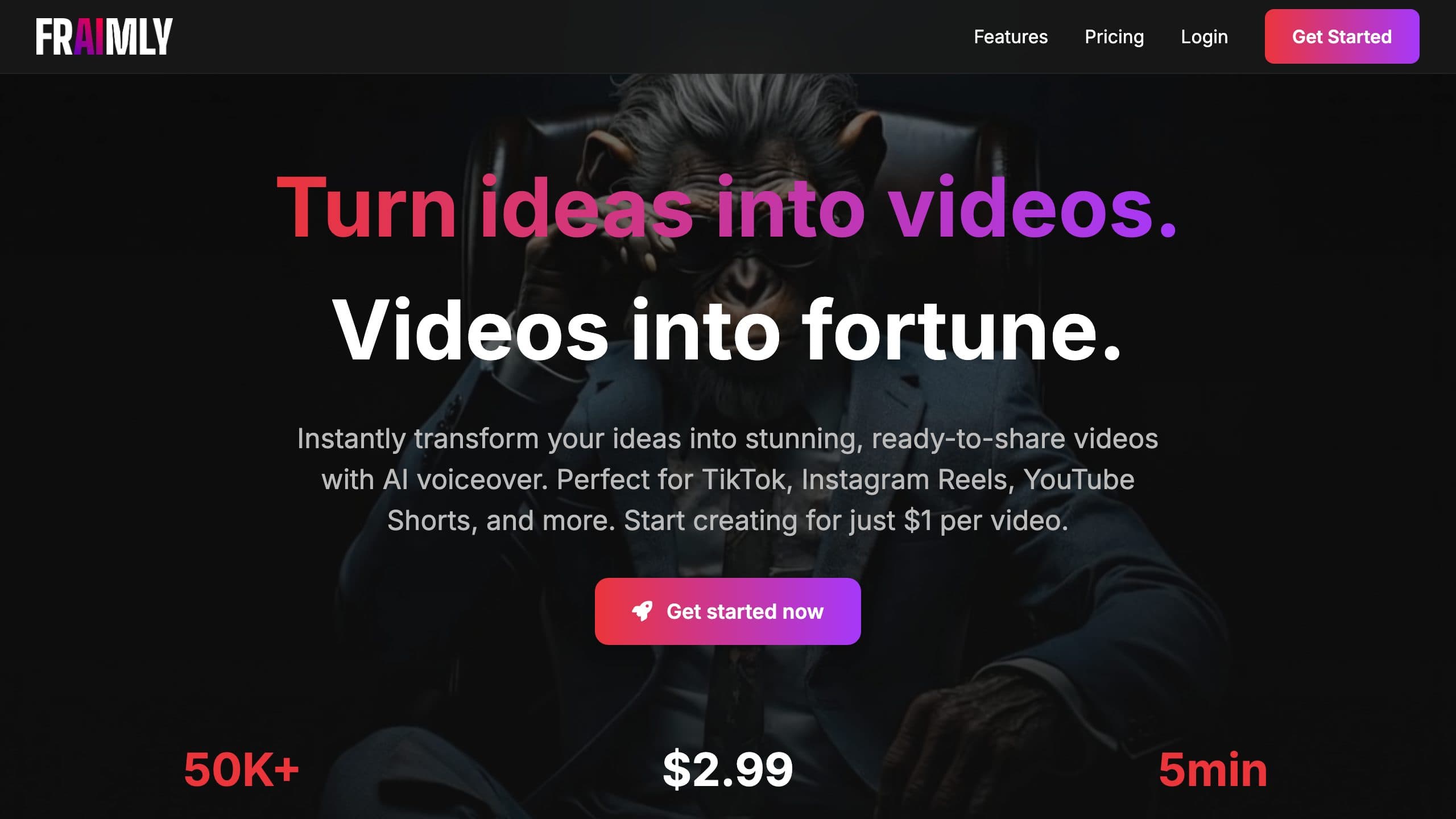 Aperçu du projet Fraimly